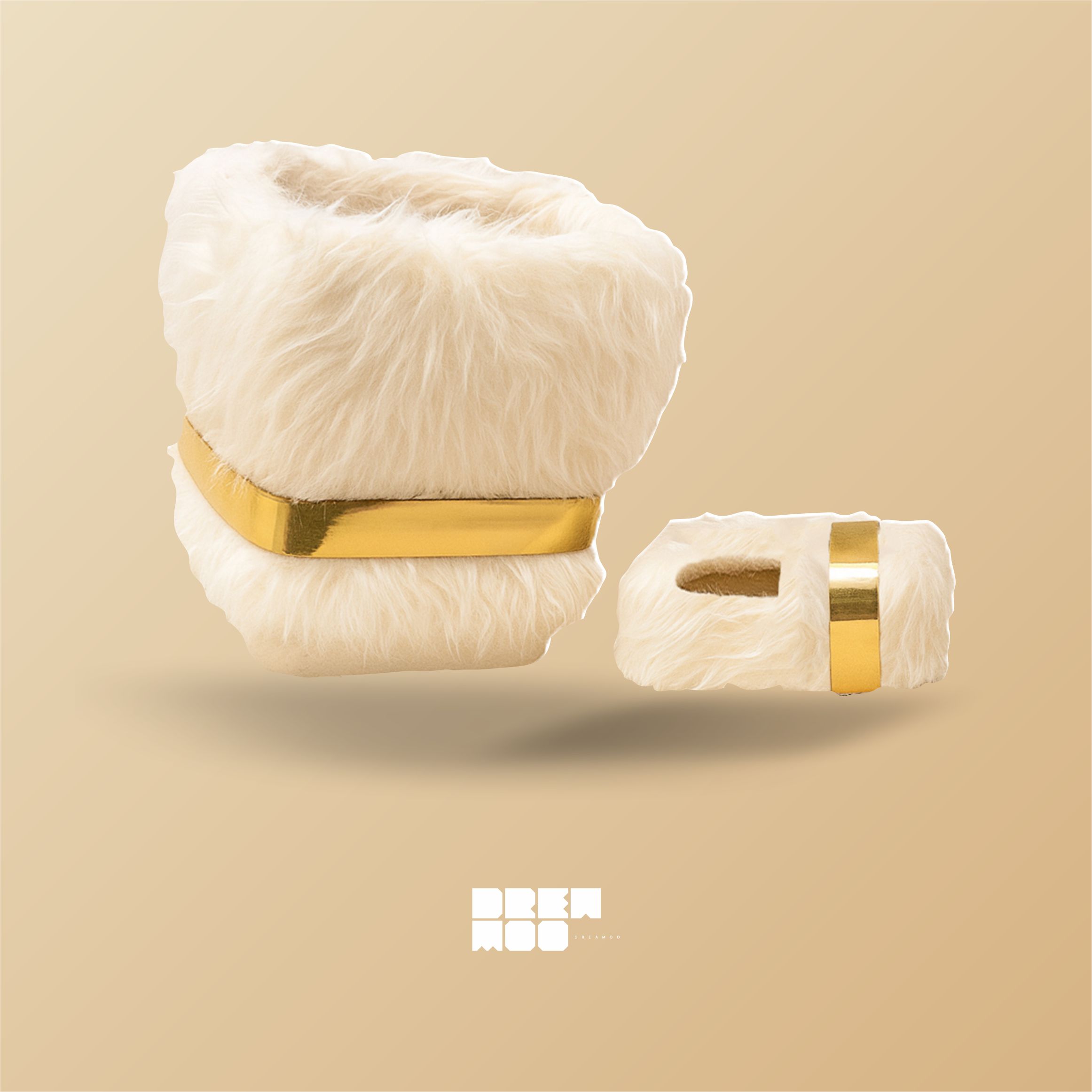 ست سطل و جا دستمال خز (کمربند طلایی)